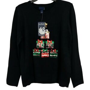 NWT Black Long Sleeve Sequin Present Tree Sweater M